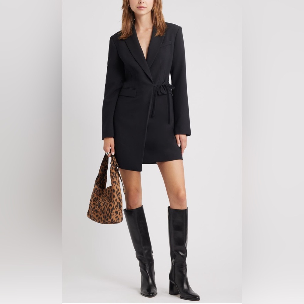 Open Edit The Icon Suiting Wrap Blazer Dress BLACK NWT